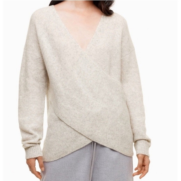 Babaton Sweaters - Babaton Crossover Faux Wrap Wool Alpaca Sweater Large